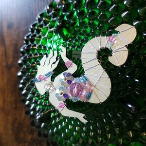 Vintage 1990 Crystal Beaded Liztech Wearable Art Mermaid Pin